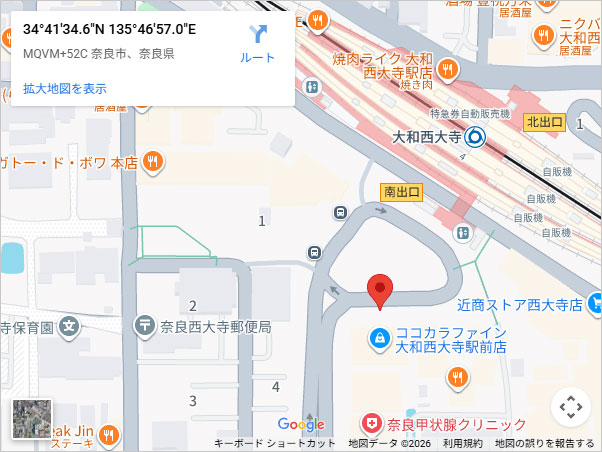 近鉄大和西大寺駅 南口ロータリー乗り場 地図